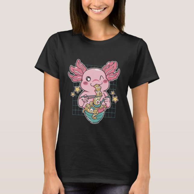 Adsible Axolotl ätande Ramen T Shirt (Framsida)