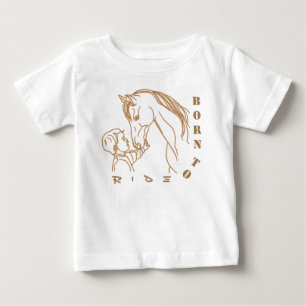 Adsible Baby and Horse Design - Born till Ride T Shirt