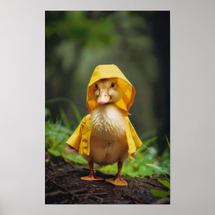 Adsible Baby Anka i Gult Rain Poster