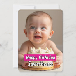 Adsible Baby Birthday Card - omedelbar nedladdning Inbjudningar