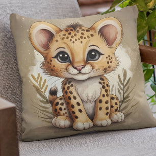 Adsible Baby Cheetah Watercolor Illustration Kudde
