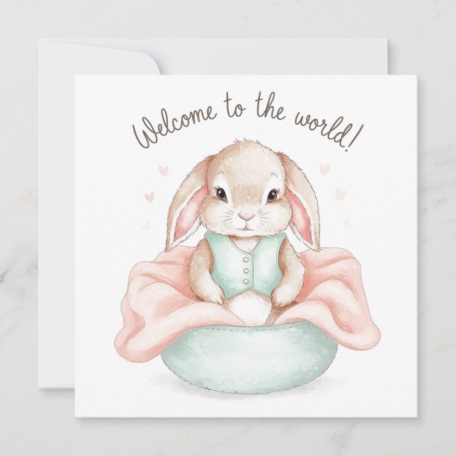 Adsible Baby djur Illustration Newborn Hälsning (Framsida)