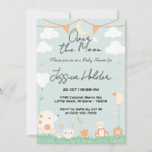 Adsible Baby djur under Moonlight Baby Shower Inbjudningar