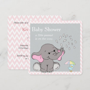 Adsible Baby Elephant Baby Shower-inbjudan Inbjudningar