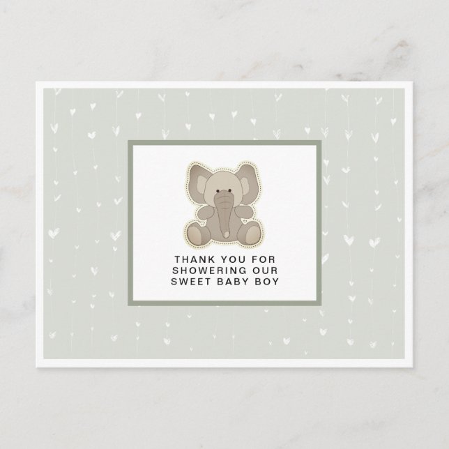 Adsible Baby Elephant Baby Shower Tack Vykort (Framsida)