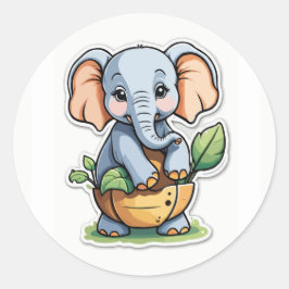 Adsible Baby Elephant Sticker - Cute Safari Runt Klistermärke