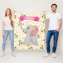 Adsible Baby Elephant Watercolor Blommigt