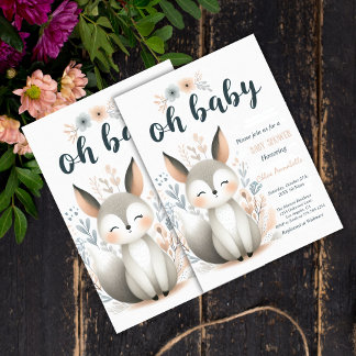 Adsible Baby Fox Baby Shower-inbjudan Inbjudningar