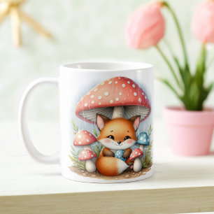 Adsible Baby Fox under Mushroom Umbrella Kaffemugg