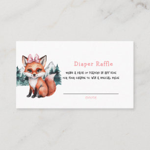 Adsible Baby Fox Watercolor Girl Diaper Raffle Visitkort