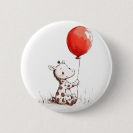 Adsible Baby Giraffe with Red Balloon badge Knapp