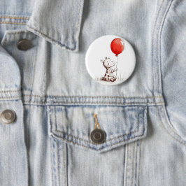 Adsible Baby Giraffe with Red Balloon badge Knapp