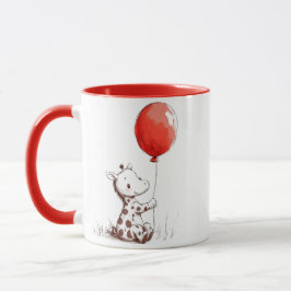 Adsible Baby Giraffe with Red Balloon Mugg