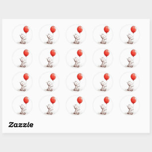 Adsible Baby Giraffe with Red Balloon Runt Klistermärke