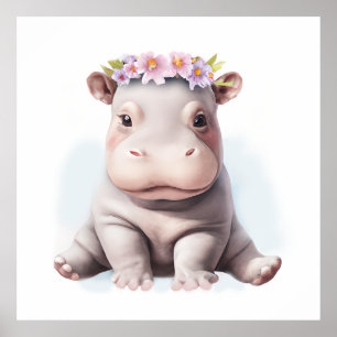 Adsible Baby Hippopotamus Poster
