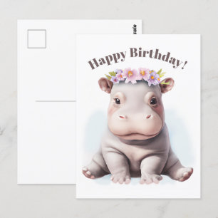 Adsible Baby Hippopotamus Vykort