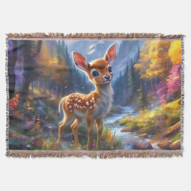 Adsible Baby Hjort i en "Enchanted Forest" Filt (Framsidan)