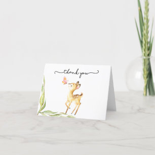 Adsible Baby Hjort with Butterfly Baby Shower Tack Kort