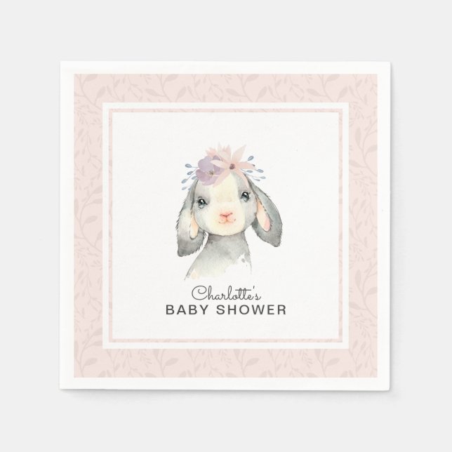 Adsible Baby Lamb Girl Baby Shower Pappersservett (Framsidan)