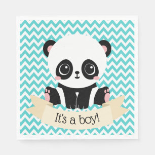 Adsible Baby Panda Blue Baby Shower Papper Napkins Pappersservett