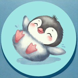 Adsible Baby Penguin Cute Playful Watercolor Kids Runt Klistermärke