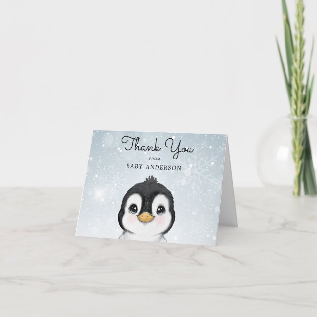 Adsible Baby Penguin Winter Tack Kort (Framsida)