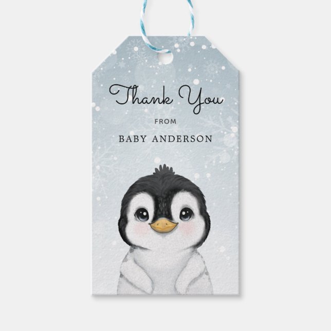 Adsible Baby Penguin Winter Tack Presentetikett (Framsidan)