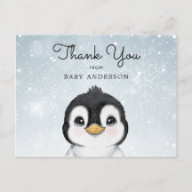 Adsible Baby Penguin Winter Tack vykort