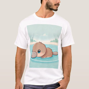 Adsible Baby Platypus Swimming T-Shirt Design