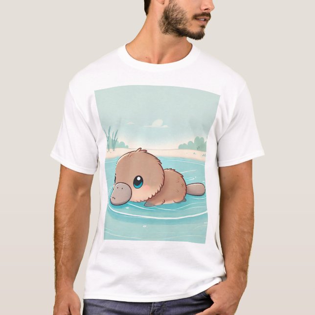 Adsible Baby Platypus Swimming T-Shirt Design (Framsida)