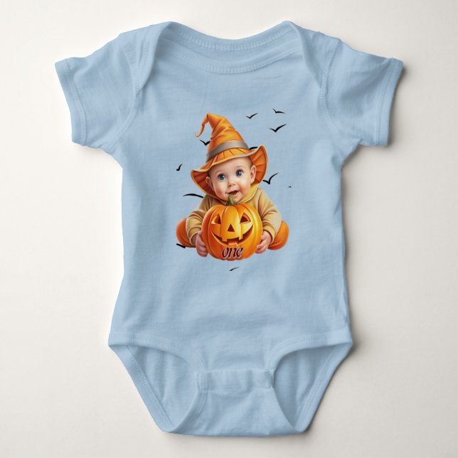 Adsible Baby Pumpkin in a Halloween Bodykostym T Shirt (Framsida)