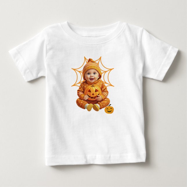 Adsible Baby Pumpkin Outfit for Halloween T Shirt (Framsida)