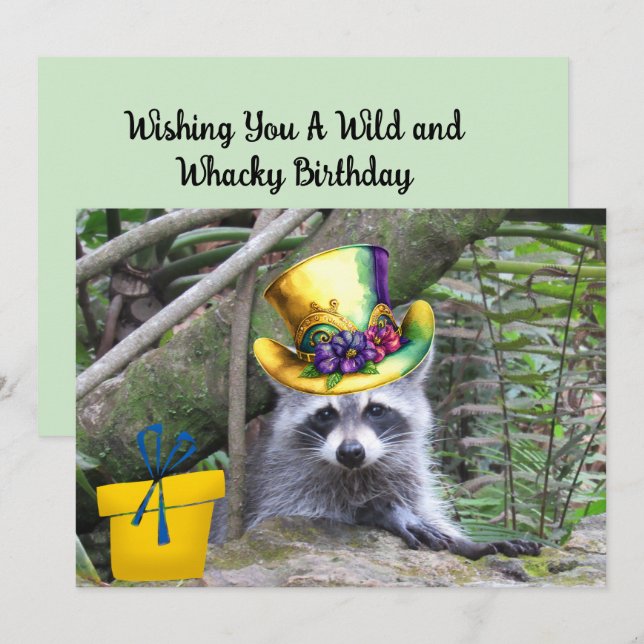 Adsible Baby Raccoon Birthday Flattkort (Fram/baksida)