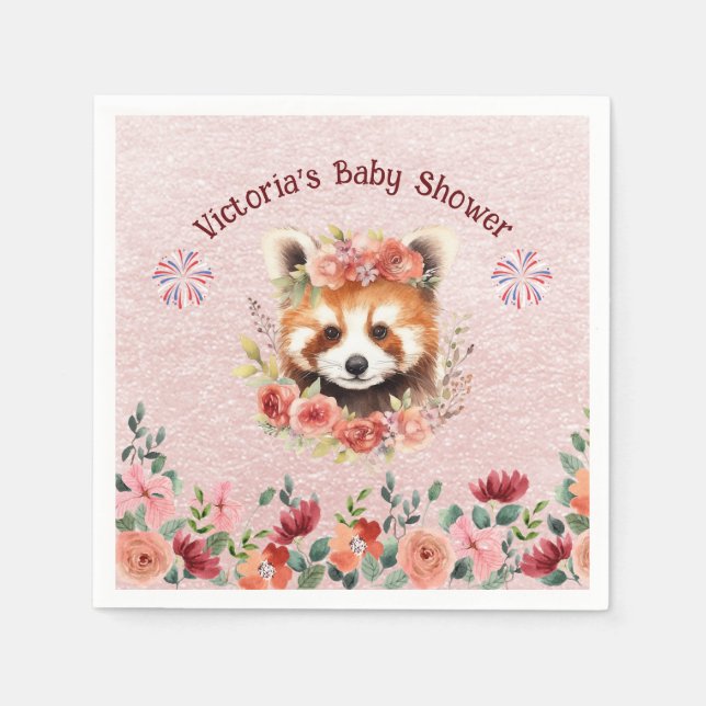 Adsible Baby Red Panda Bear Baby Shower Pappersservett (Framsidan)
