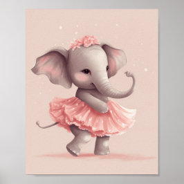 Adsible baby rosa elephant with polka dot dress dr poster