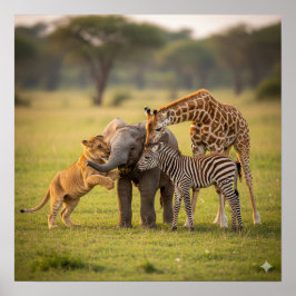 Adsible Baby Savanna Animals Poster