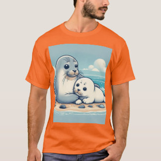 "Adsible Baby Seal with Mamma-Ocean Kärlek" T Shirt
