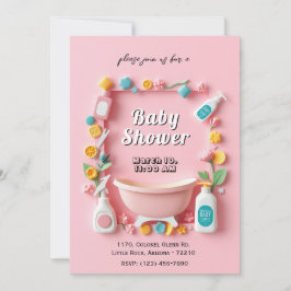 Adsible Baby Shower Card med Baby Essentials Inbjudningar