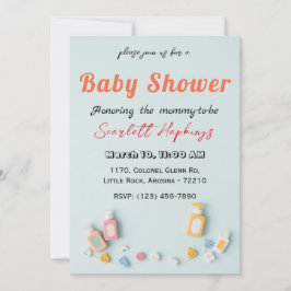Adsible Baby Shower Card med Baby Essentials Inbjudningar