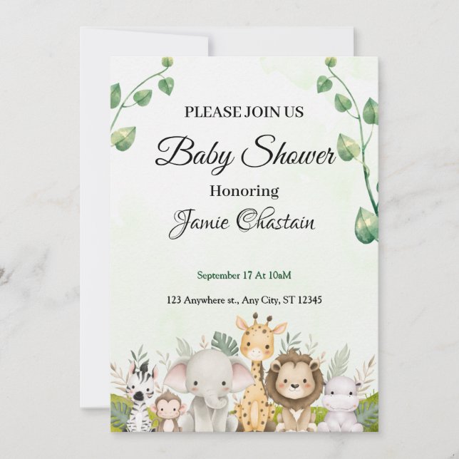 "Adsible Baby Shower-inbjudningar med Cute Pets a Julkort (Framsida)