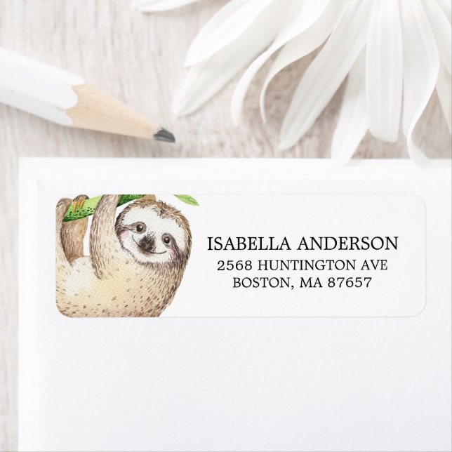 Adsible Baby Sloth Baby Shower Address Label Returadress Etikett (Insitu)
