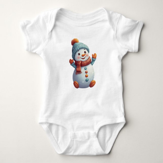 Adsible Baby Snögubbe i Hat och Scarf T Shirt (Framsida)