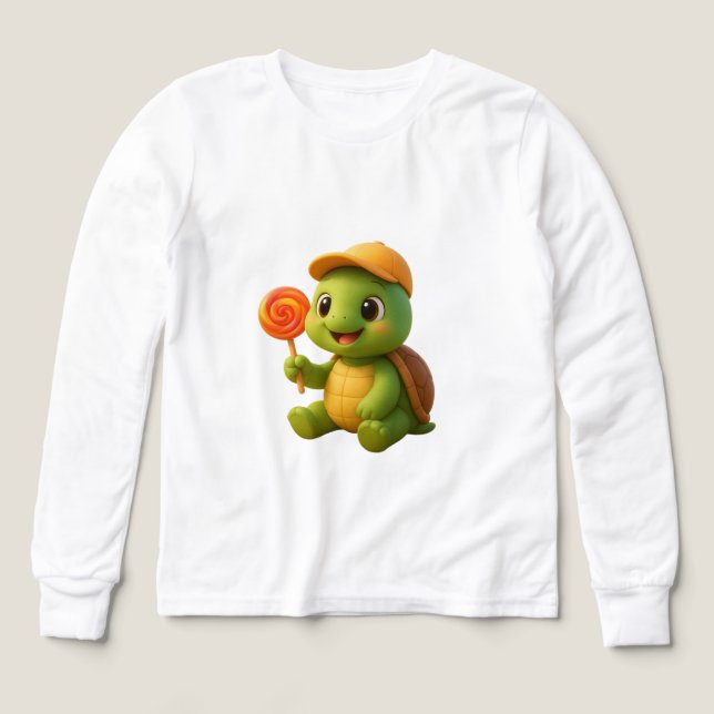 Adsible Baby Turtle with Lollipop T Shirt (Design framsida)