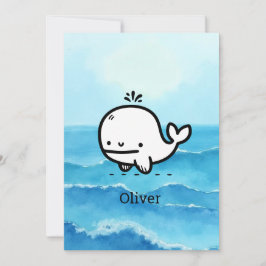 Adsible Baby Whale - Kawaii Sea CreatLine Art Inbjudningar
