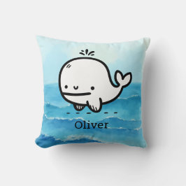 Adsible Baby Whale - Kawaii Sea CreatLine Art Kudde