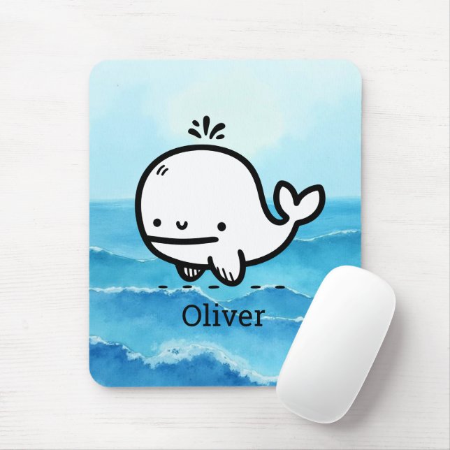 Adsible Baby Whale - Kawaii Sea CreatLine Art Musmatta (Med mus)