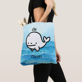 Adsible Baby Whale - Kawaii Sea CreatLine Art Tygkasse