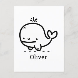 Adsible Baby Whale - Kawaii Sea CreatLine Art Vykort