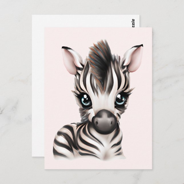 Adsible Baby Zebra Vykort (Fram/baksida)