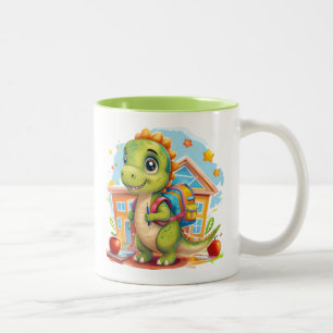 Adsible Back to School Dinosaur with Backpack Två-Tonad Mugg